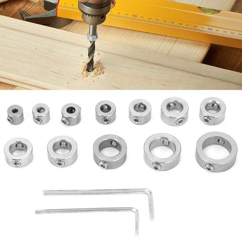 Hilitand 12pcs Stainless Steel Drilling Limit Ring Drill Depth Stop Bit Collar Set 3mm - 16mm - Image 4